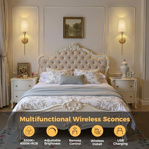 Battery Operated Wall Sconce: Set of 2 Wireless Wall Light 12000mAh - Image 6