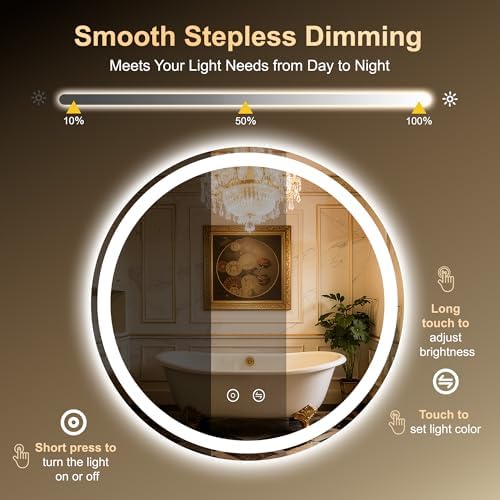 28 Inch Round LED Bathroom Mirror - Image 4