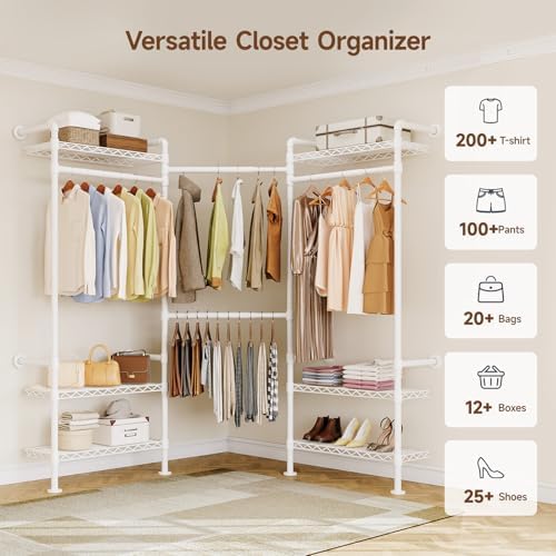 ONBRILL L3 Wall Mounted Metal Pipe Closet System Heavy Duty Garment Rack - Image 4