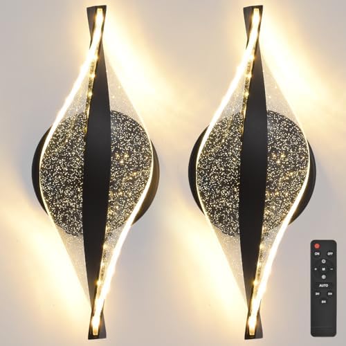 LED Wall Sconces Set of Two Battery Operated, 5000mAh USB Rechargeable Black by Unknown
