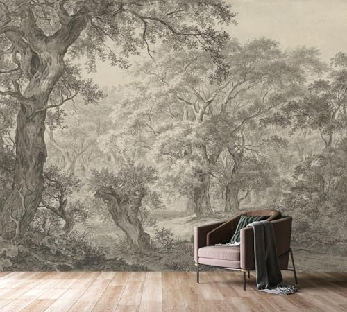 PYFFYP-Retro Forest Peel and Stick Wallpaper Natural Landscape Tree Mural - Image 3