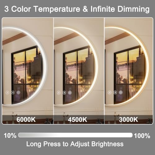 36" Silver Round LED Bathroom Mirror - Image 3