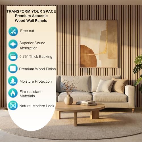 Acoustic Wall Panels, 4 Pack 47.2"x23.6" Noise Dampening Wood Slat Panels - Image 6