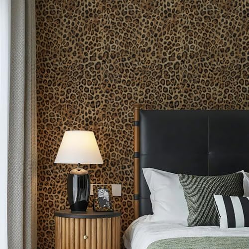 JiffDiff Upgrade Brown Leopard Print Peel and Stick Wallpaper, 17.3" x 120" - Image 2