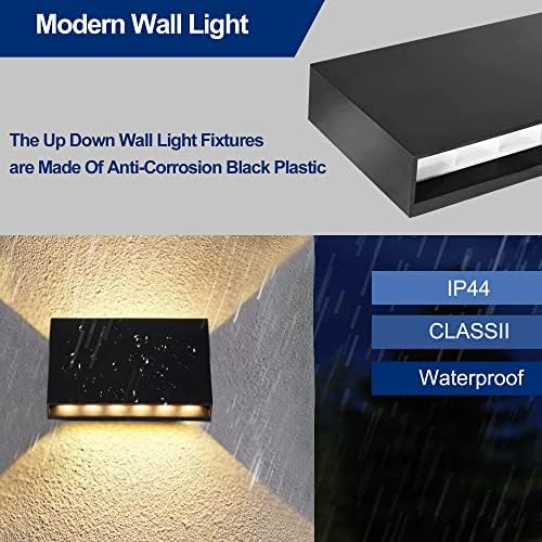 FUDESY LED Wall Sconce, 12W Up Down Outdoor Indoor Lights, 2 Pack - Image 3