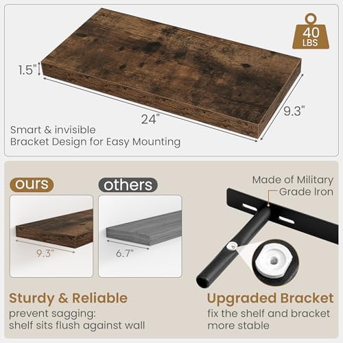 Fun Memories Floating Shelves 24 Inch Long, 9.3 Inch Deep Floating Shelf - Image 3