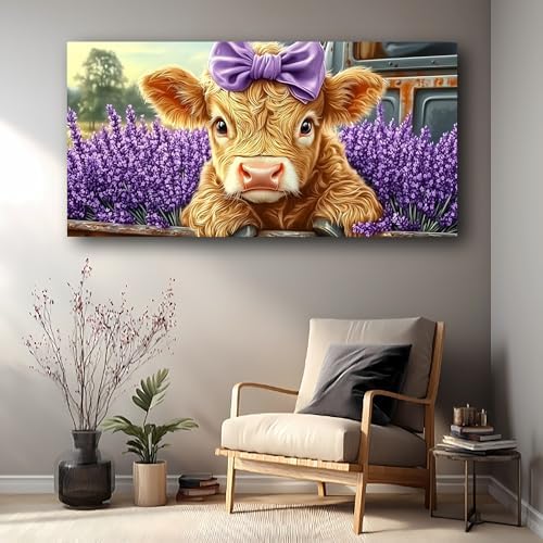 Haichuang Decor Art Highland Cow Canvas Wall Art, 40x20 Inch - Image 6