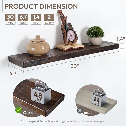 Marsmiles 30in Wall Mounted Floating Shelves - Image 3
