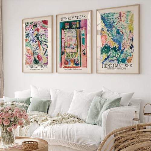 Henri Matisse Wall Art Set of 3 Matisse Poster Aesthetic Canvas Wall Art by Baccone