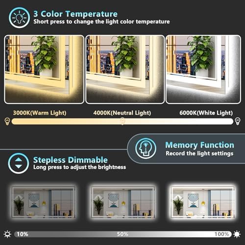 72x36 LED Bathroom Mirror, Backlit & Front Lit Lighted Mirror - Image 4