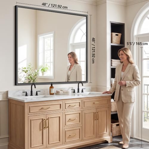 FORBATH Bathroom Mirror for Over Sink, 48x48 Inch Black Wall Mirror - Image 2