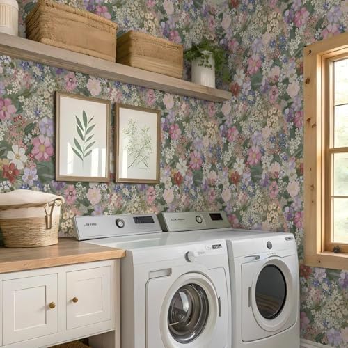Ismoon Floral Peel and Stick Wallpaper Vintage Wallpaper 17.3in x 16.4ft - Image 4