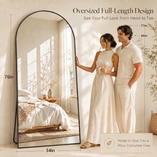 76"x34" Arched Full Length Mirror, Large Floor Mirror - Image 4