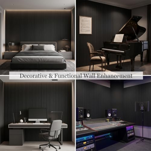 Acoustic Wall Panels 24x24 Inch 6 Pack Decorative Peel and Stick Wall Tiles - Image 2