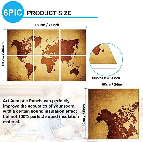 JBER Art Acoustic Panels 72" x 48", Sound Absorbing Wall Art, World Map - Image 2