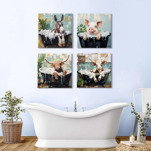 Kid Bathroom Wall Art Funny Animals Wall Decor - Image 2