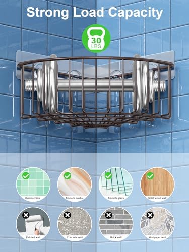 SMARTAKE 2-Pack Corner Shower Caddy Deep Basket, SUS304 Stainless Steel - Image 5