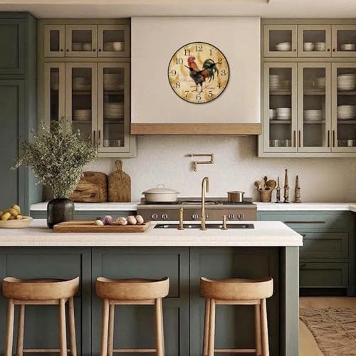 XFM Farmhouse Rooster Wall Clock Battery Operated 20 Inch Vintage Country - Image 2