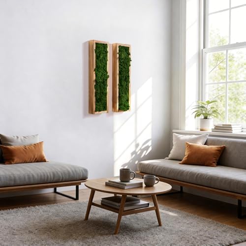 Mokof Preserved Moss Wall Art Decor, Forest Green, 2 Pack - Image 2
