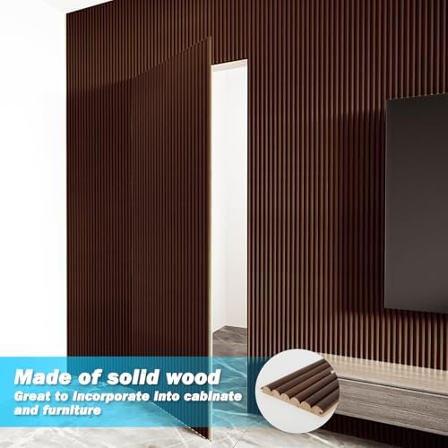Art3d 108 x 5.7 Inch Fluted Wood Textured Slat Wall Panel, Beaded Walnut - Image 4