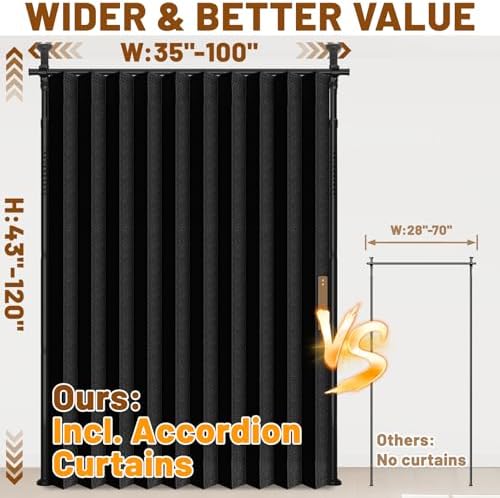 AJAZZ Room Divider Curtain+ Tension Curtain Rod No Drilling 43-120× 35-100 in - Image 2