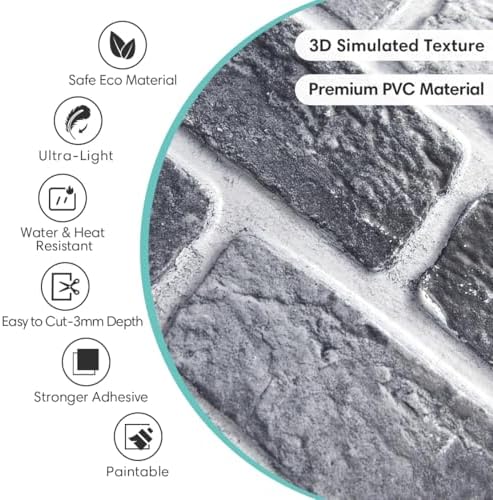 Commomy 3D Wall Panels Peel and Stick Faux Brick 10 Pcs 11.8" x 11.8" - Image 3