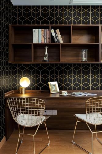 Safiyya 393" x 17.3" Gold and Black Wallpaper Geometric Peel and Stick - Image 2