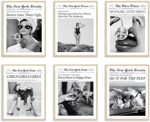 TWNSLLA Trendy Newspaper Wall Art Woman Searches by TWNSWALLART