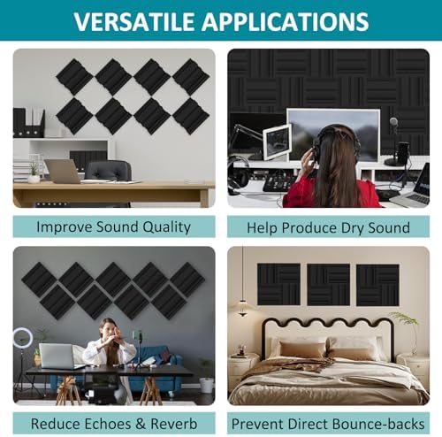 TroyStudio Thick Acoustic Foam Panels in Diffusion Pattern, Soundproof 3D Wall - Image 5