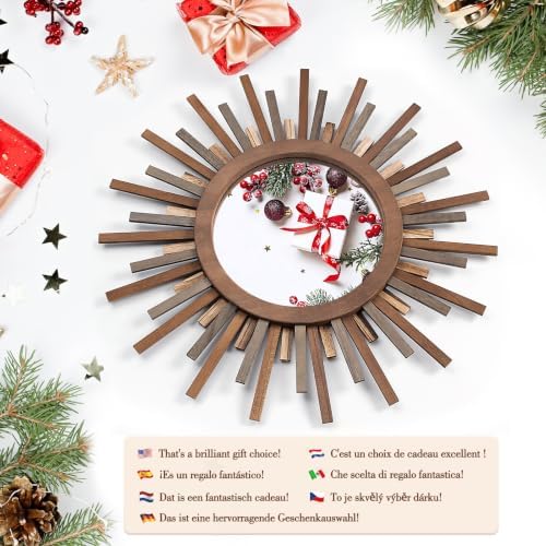 24 Inch Boho Sunburst Mirror, Decorative Rustic Farmhouse Wall Decor - Image 5