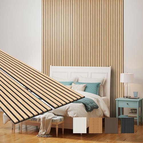 MISSDAY Wood Slat Acoustic Wall Panels, 2 Packs 94.5" x 12.6" Oak Soundproof by MISSDAY