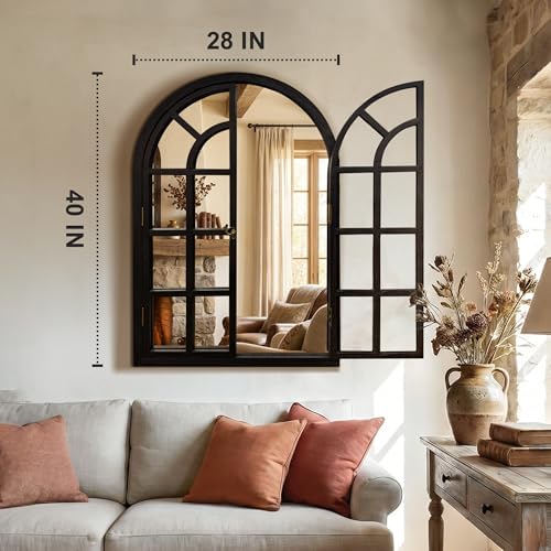 Arched Wall Mirror with Windowpane - Image 2
