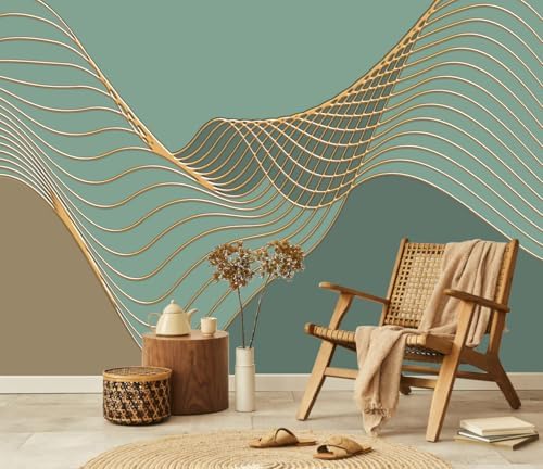 Gold Geometric Line Wallpaper Mural Peel and Stick 137"x100" by TUNDJ