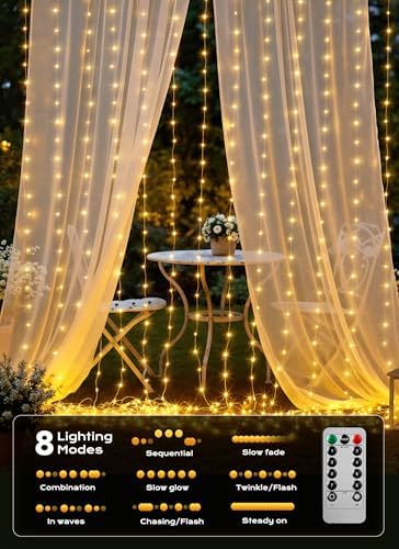 Brightown 300 LED Curtain Lights, 9.8 FT Plug in Fairy Lights - Image 2
