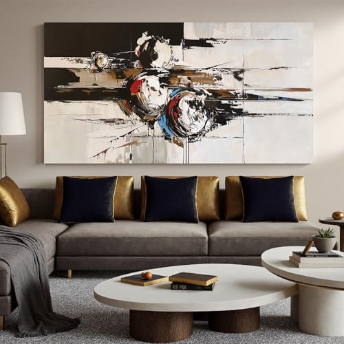 YISXINOAG Black White Abstract Wall Art Modern Industrial Painting 29"X58" - Image 6