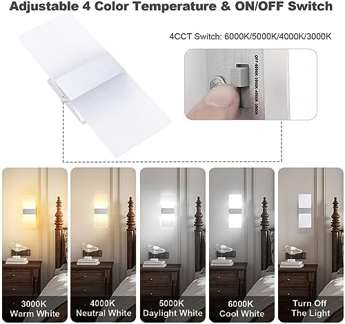 TRLIFE Dimmable LED Wall Sconces, 4 Color Temperature 12W Modern Wall Sconce - Image 3