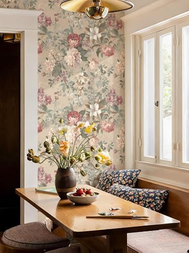 Ismoon Floral Wallpaper Peel and Stick Vintage Brown Contact Paper - Image 2