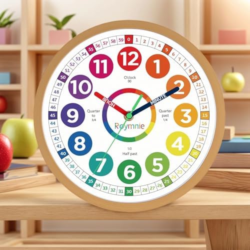Roymnie 12" Wall Clock for Kids Learning Battery Operated Teaching Silent - Image 4