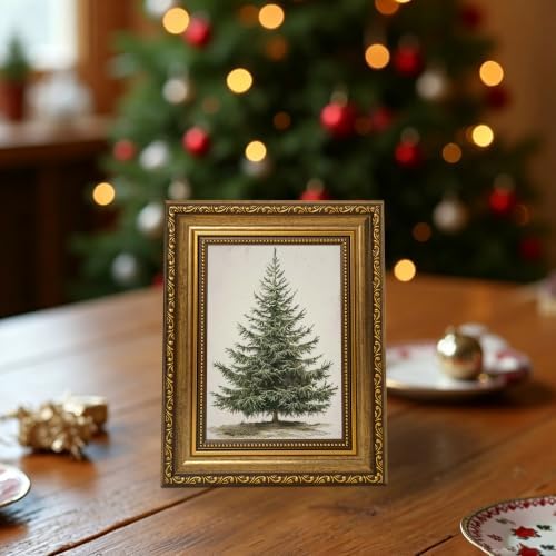 AVECCO Christmas Tree Pine Botanical Wall Art Canvas Framed 8x10 inch - Image 5