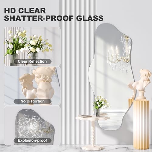 Hasipu 48"x22" Irregular Wall Mirror Frameless Asymmetrical Mirror - Image 2