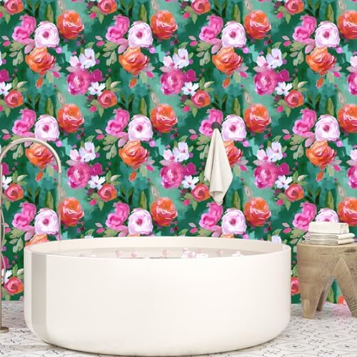 BOKEBEVE Super Long Bright Green Floral Wallpaper Peel Stick 17.5 x 787In - Image 6