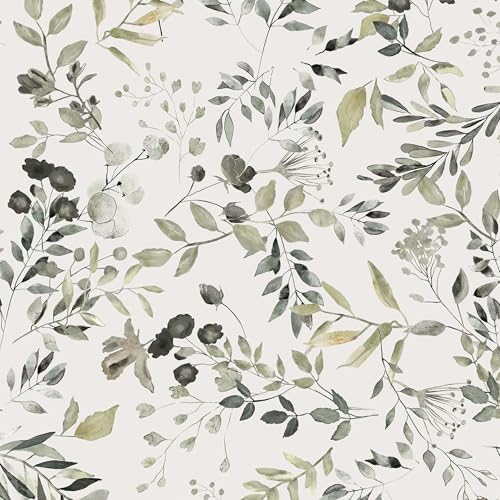 Heroad Green Leaf Wallpaper Peel and Stick Vintage Botanical Floral Contact by HeroadBrand