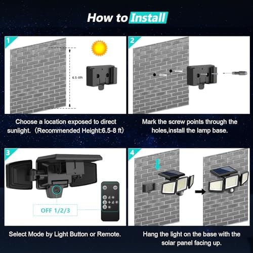Tuffenough Solar Outdoor Lights 2500LM 210 LED Security Lights - Image 6
