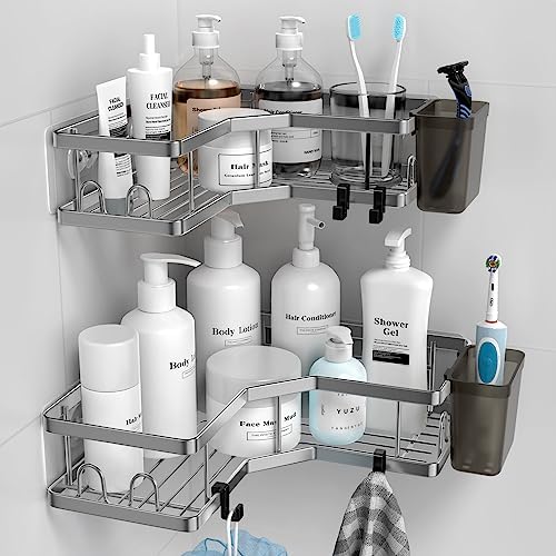 AKTECKE Corner Shower Caddy Bathroom Organizer 2 Pack Adhesive Shelf Decor- No by AKTECKE