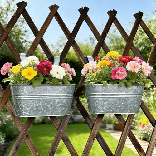 4 Pack 10" Galvanized Hanging Railing Planters - Image 3