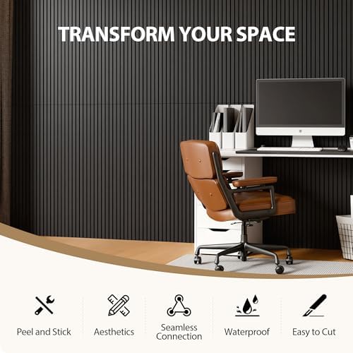 INMOZATA Peel and Stick Acoustic Wood Slat Wall Panels Matte Black - Image 3