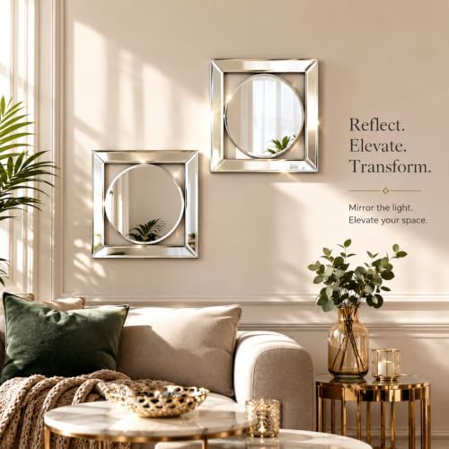 Square Decorative Wall Mirror 12 x 12 Inch, Modern Wall Mounted Accent Mirror - Image 4