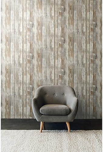 RoomMates White Distressed Wood Peel and Stick Wallpaper - Image 4