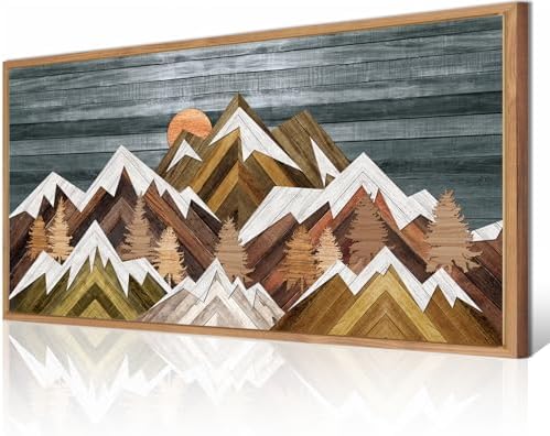 BINCUE Boho Mountain Wall Art Framed Mountain Landscape Canvas Artwork - Image 6