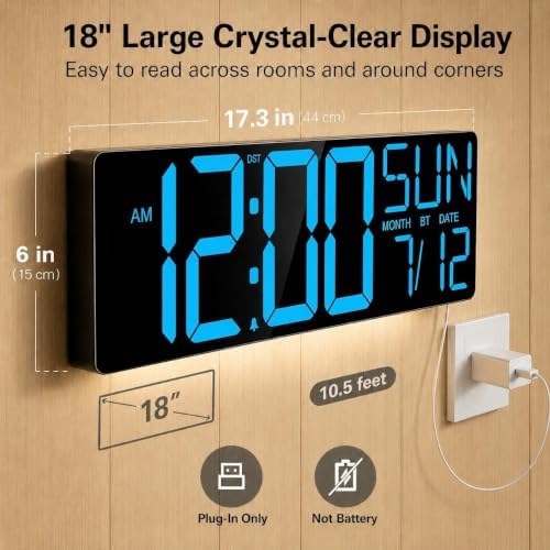 JALL 18" Large Digital Wall Clock - Image 2